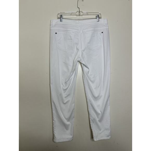 J. Jill Size 14 White Slim Boyfriend Straight Leg Jeans Mid Rise Ankle Length - Picture 3 of 6